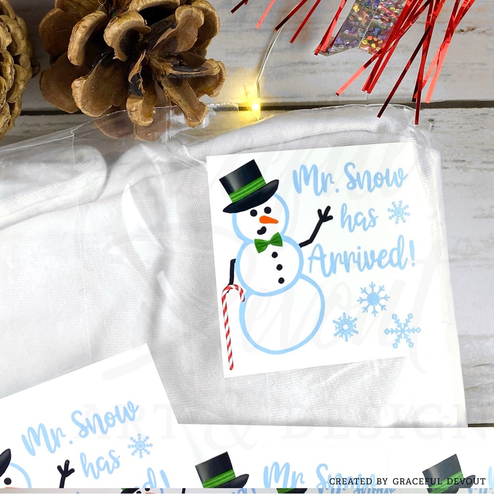 ❄️Mr. Snow Has Arrived - 2" (inches) (48ct.) Stickers - Picture 5 of 5